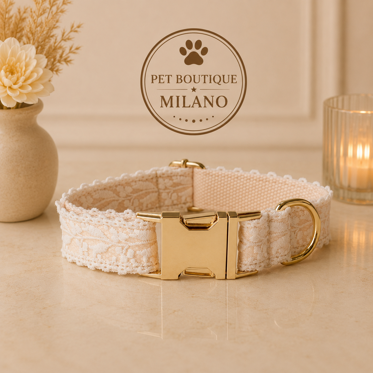 Collare con Fiocco in Pizzo per Cani con Guinzaglio – Elegante e Regolabile