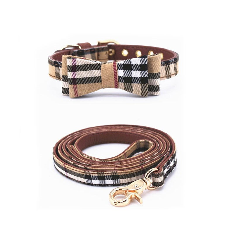 Set Collare e Guinzaglio per Cani Tartan Elegante