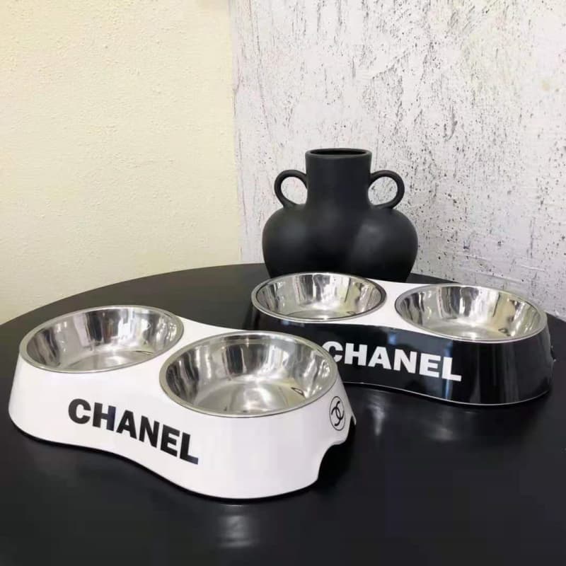 Set di 2 Ciotole Doppie per Cani in Acciaio Inox