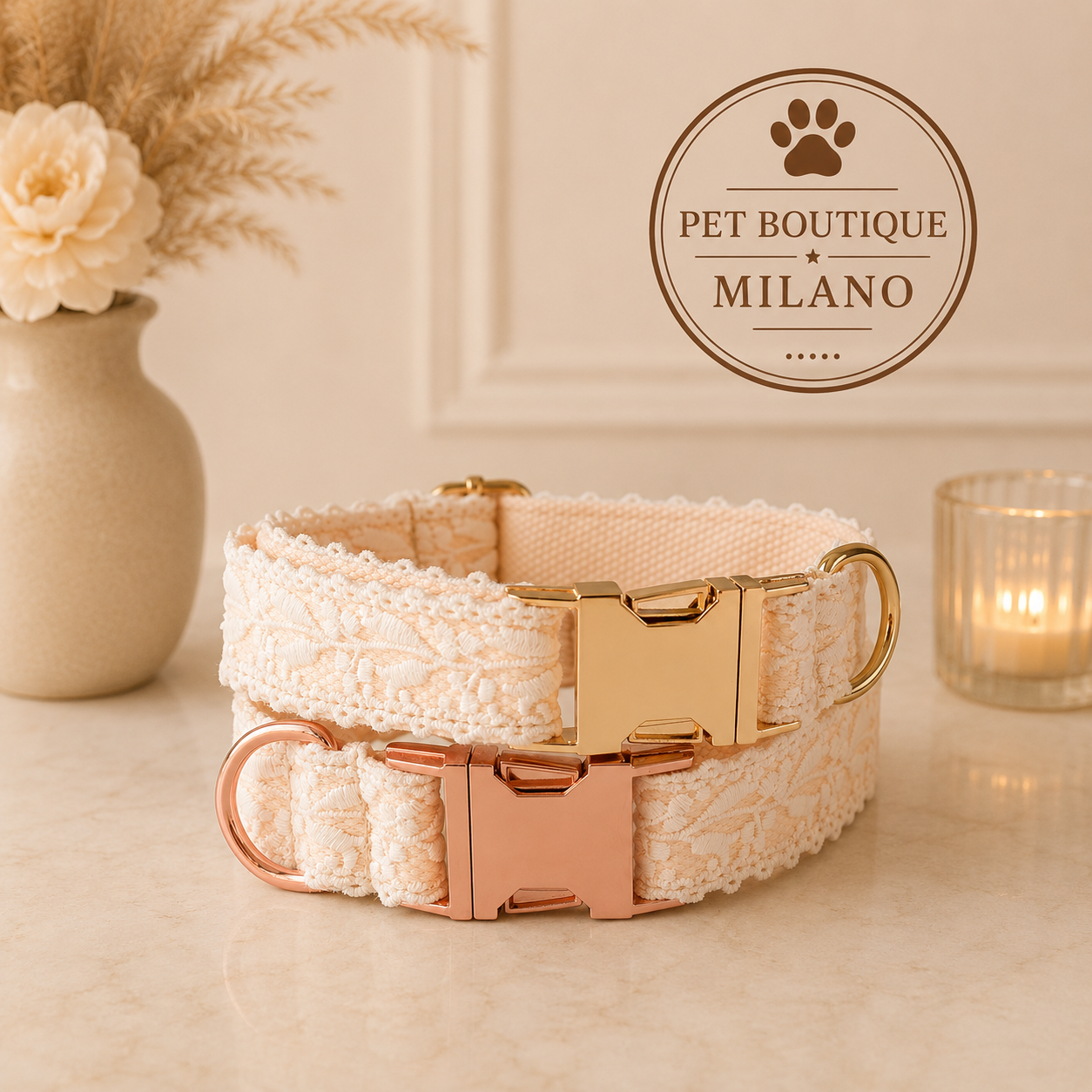 Collare con Fiocco in Pizzo per Cani con Guinzaglio – Elegante e Regolabile