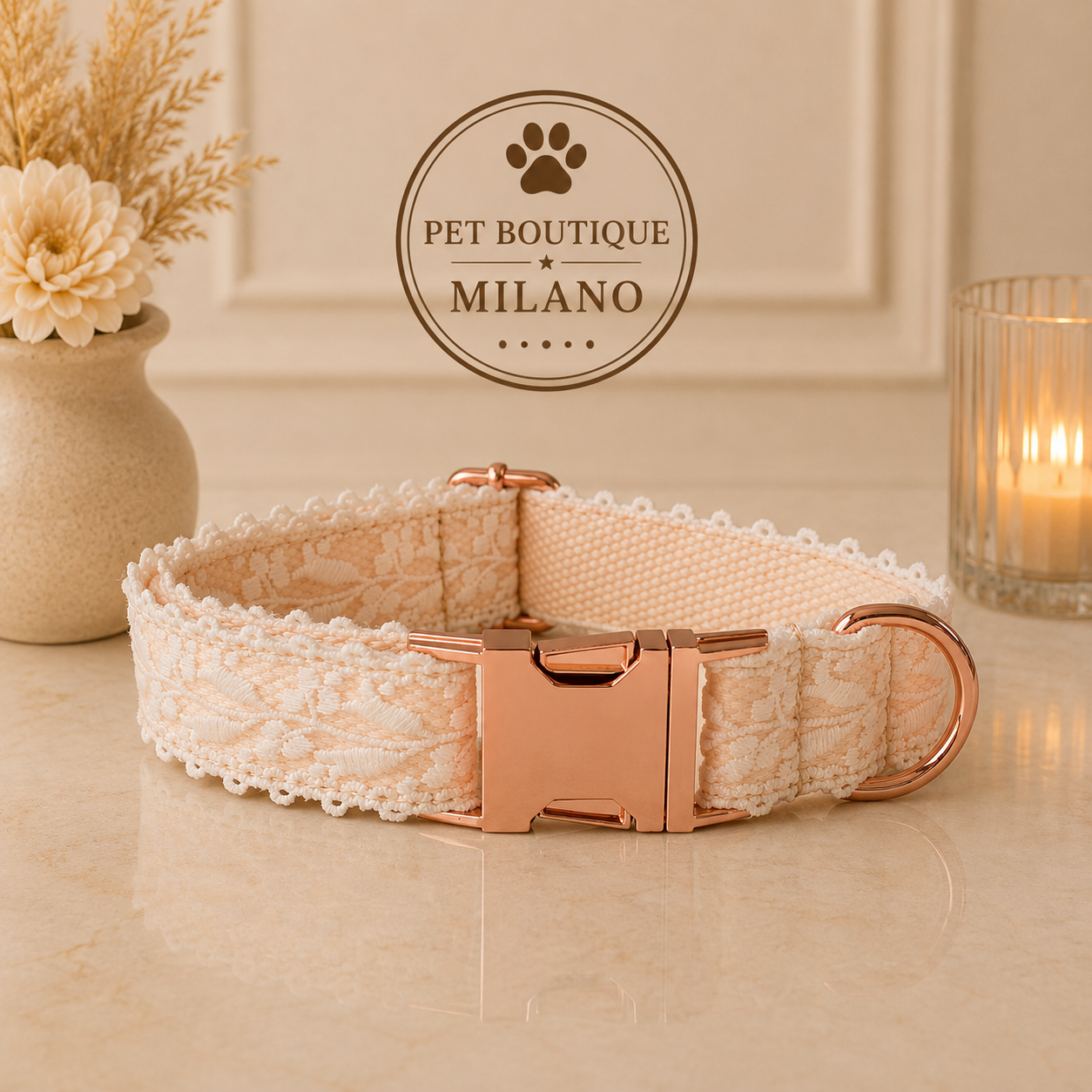 Collare con Fiocco in Pizzo per Cani con Guinzaglio – Elegante e Regolabile