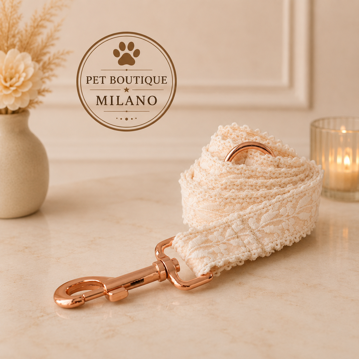 Collare con Fiocco in Pizzo per Cani con Guinzaglio – Elegante e Regolabile
