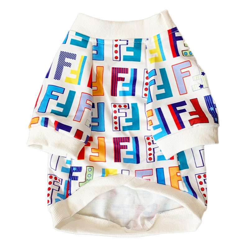 T-shirt per cani con monogramma colorato
