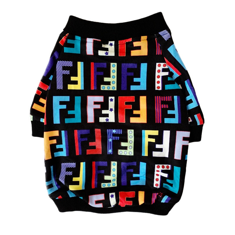 T-shirt per cani con monogramma colorato