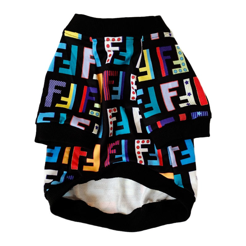 T-shirt per cani con monogramma colorato