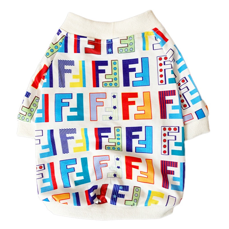 T-shirt per cani con monogramma colorato
