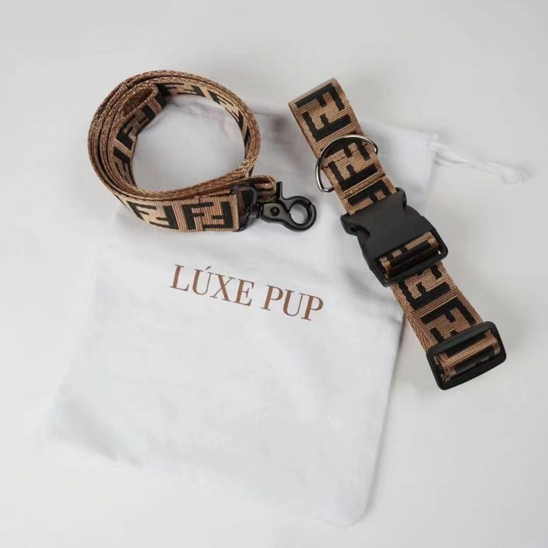 Set Collare e Guinzaglio per cani con monogramma doppia F