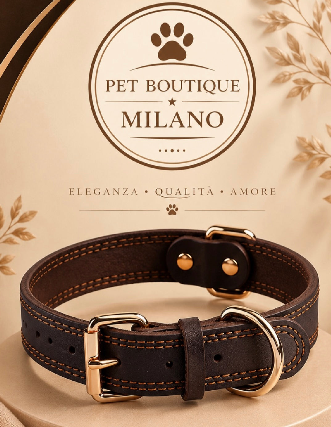 Collare per Cane in Ecopelle Regolabile Elegante e Resistente