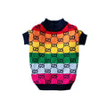 Maglione per cani GG righe arcobaleno dai colori vivaci