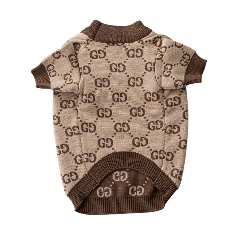 Maglione per cani GG beige con logo