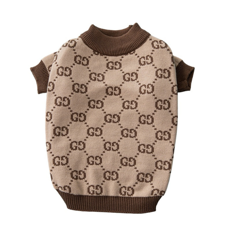 Maglione per cani GG beige con logo