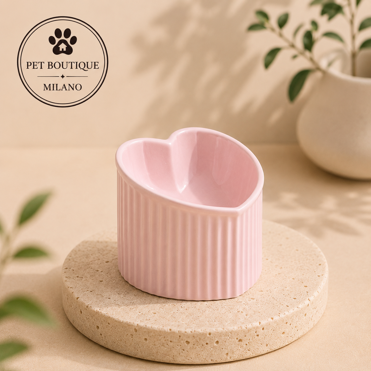 Ciotola a Cuore in Ceramica per Cane – Design Elegante & Anti-Rigurgito