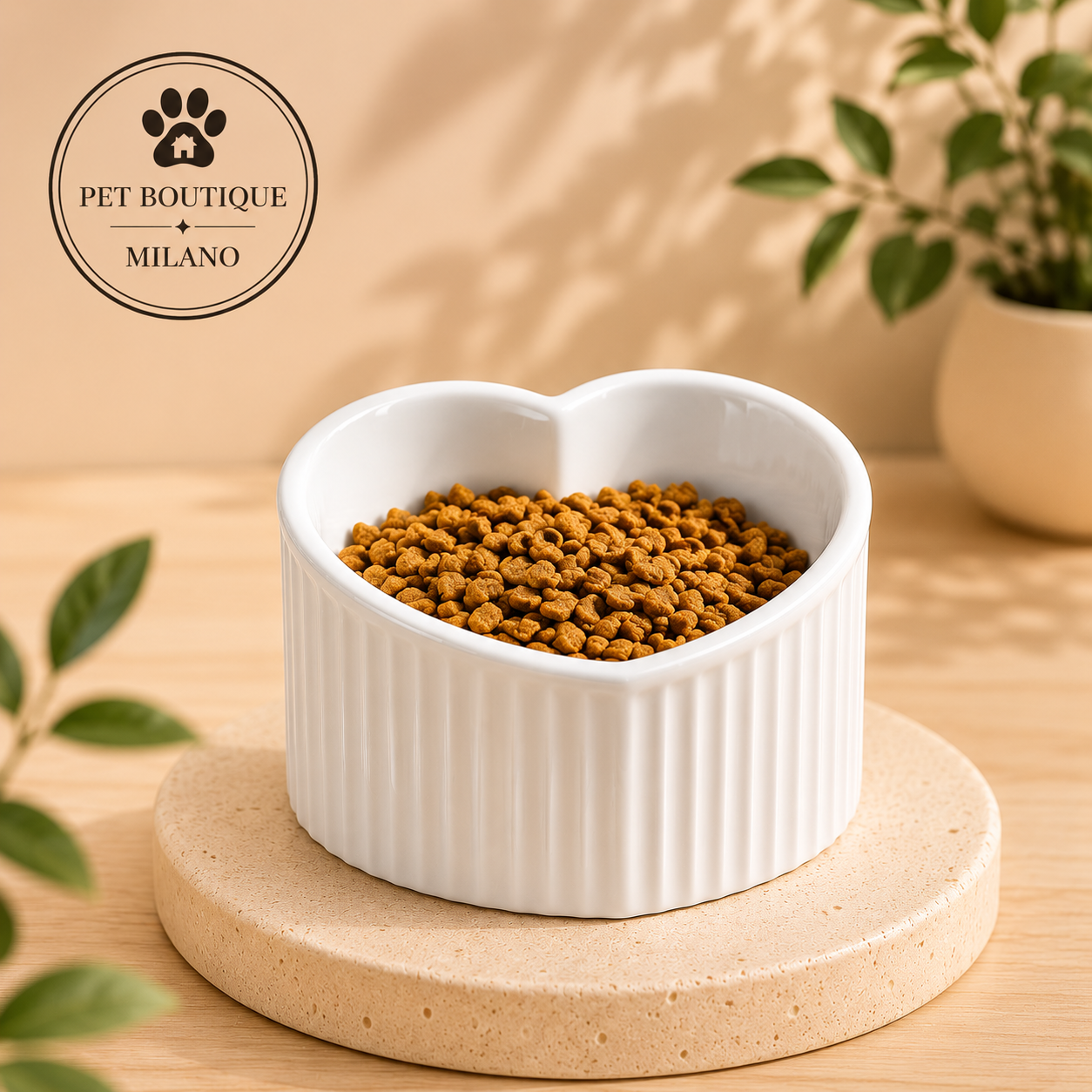 Ciotola a Cuore in Ceramica per Cane – Design Elegante & Anti-Rigurgito