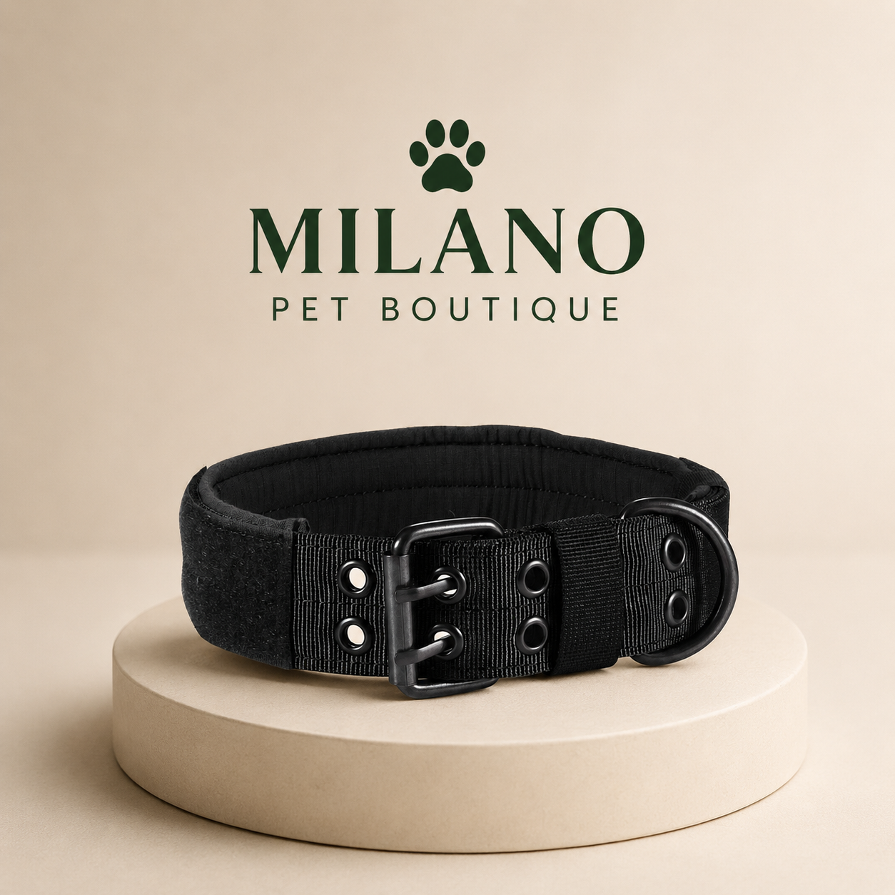 Collare Tattico per Cani in Nylon Imbottito Regolabile Anti Sfregamento con Fibbia in Metallo