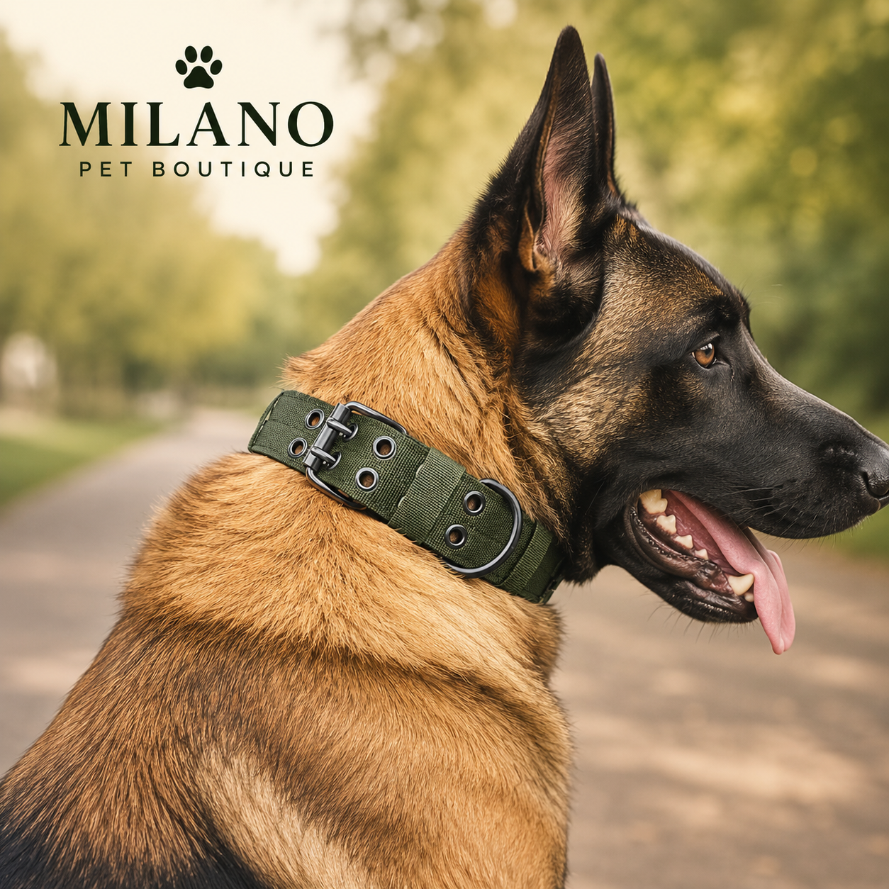 Collare Tattico per Cani in Nylon Imbottito Regolabile Anti Sfregamento con Fibbia in Metallo