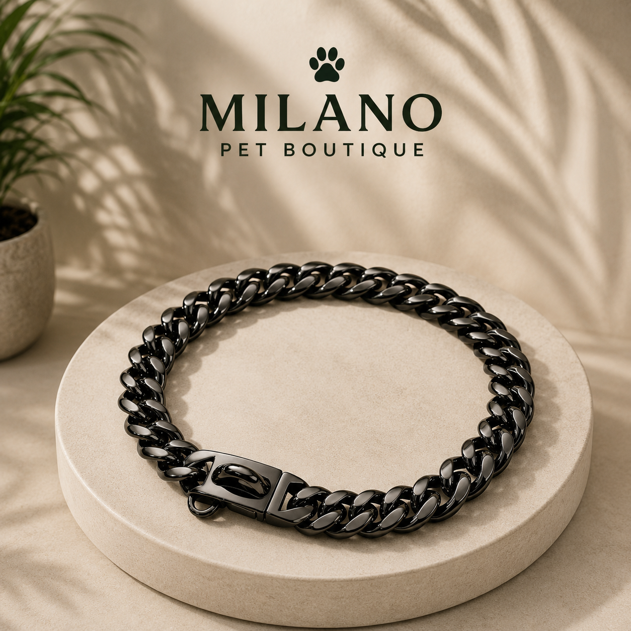 Collare Catena Cuban Link per Cani in Acciaio Inox 14 mm – Chiusura di Sicurezza Oro e Argento per Cani di Taglia Media e Grande
