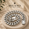 Collare Catena Cuban Link per Cani in Acciaio Inox 14 mm – Chiusura di Sicurezza Oro e Argento per Cani di Taglia Media e Grande