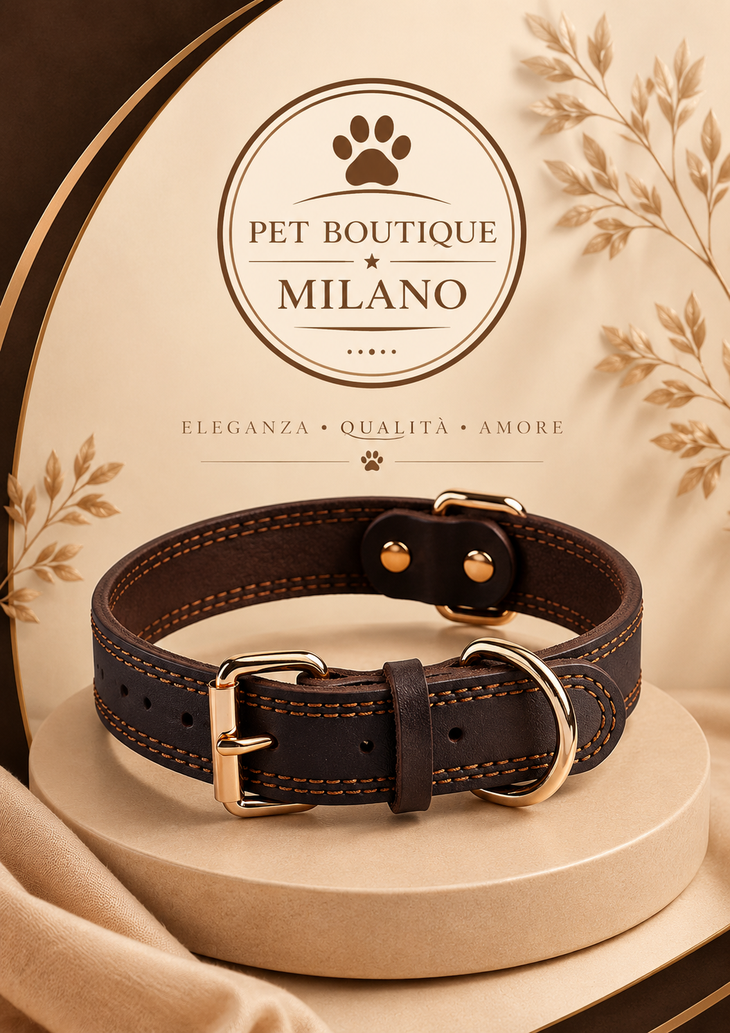 Collare per Cane in Ecopelle Regolabile Elegante e Resistente