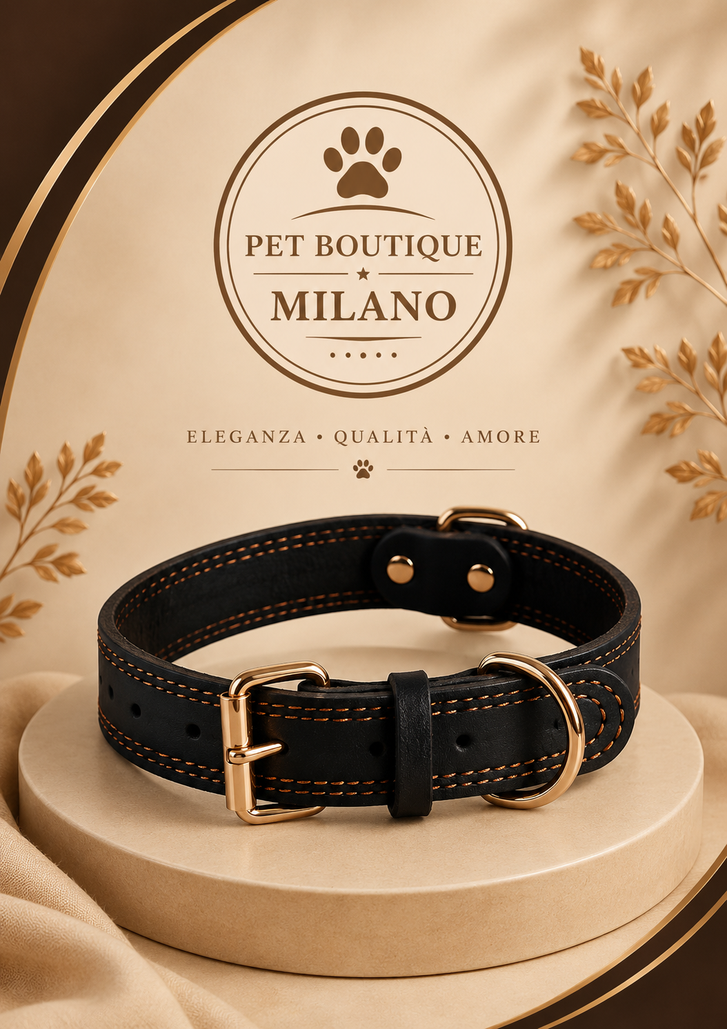 Collare per Cane in Ecopelle Regolabile Elegante e Resistente