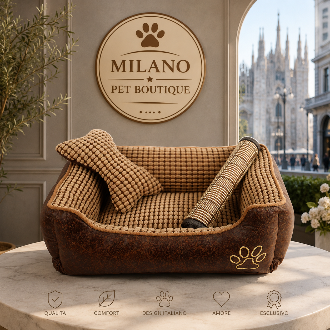 Cuccia Premium per Cani con Coperta e Cuscino Morbido – Lettino Elegante per Interni