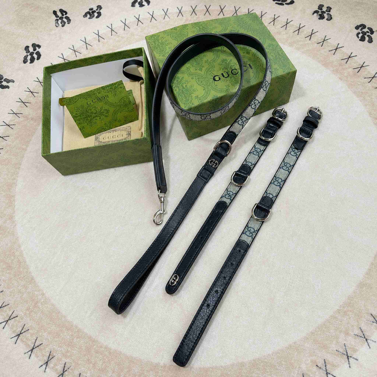 Set Collare e Guinzaglio per cani luxury GG