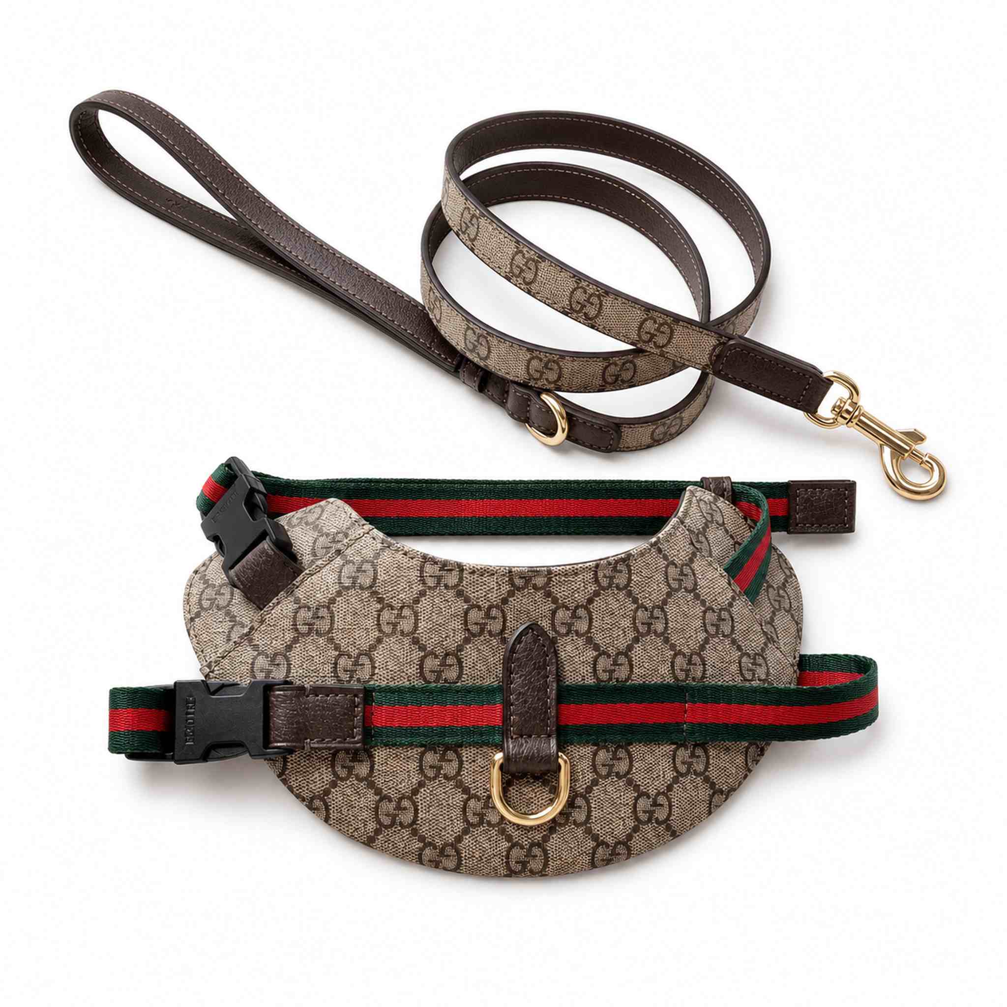 Pettorina e guinzaglio per cani con monogramma GG