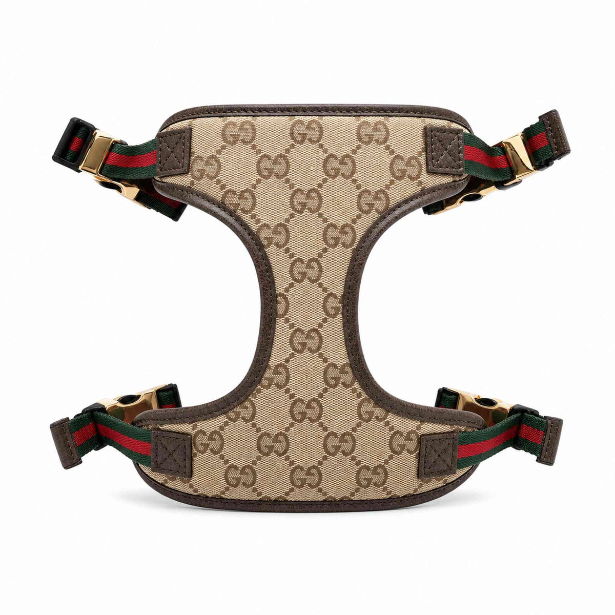 Set Pettorina e Guinzaglio per cani  beige con motivo a righe GG Web.