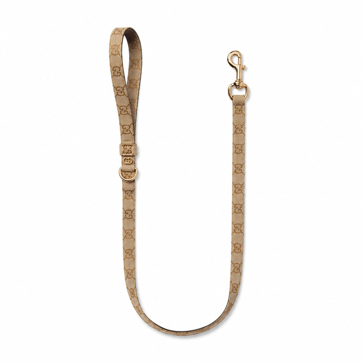 Set Pettorina e Guinzaglio per cani  beige con motivo a righe GG Web.