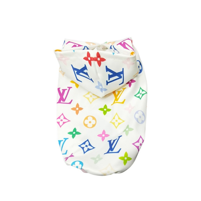Felpa con cappuccio con monogramma colorato per cani