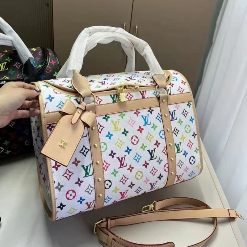 Borsa trasportino per cani con monogramma multicolore (40x23x29 cm)
