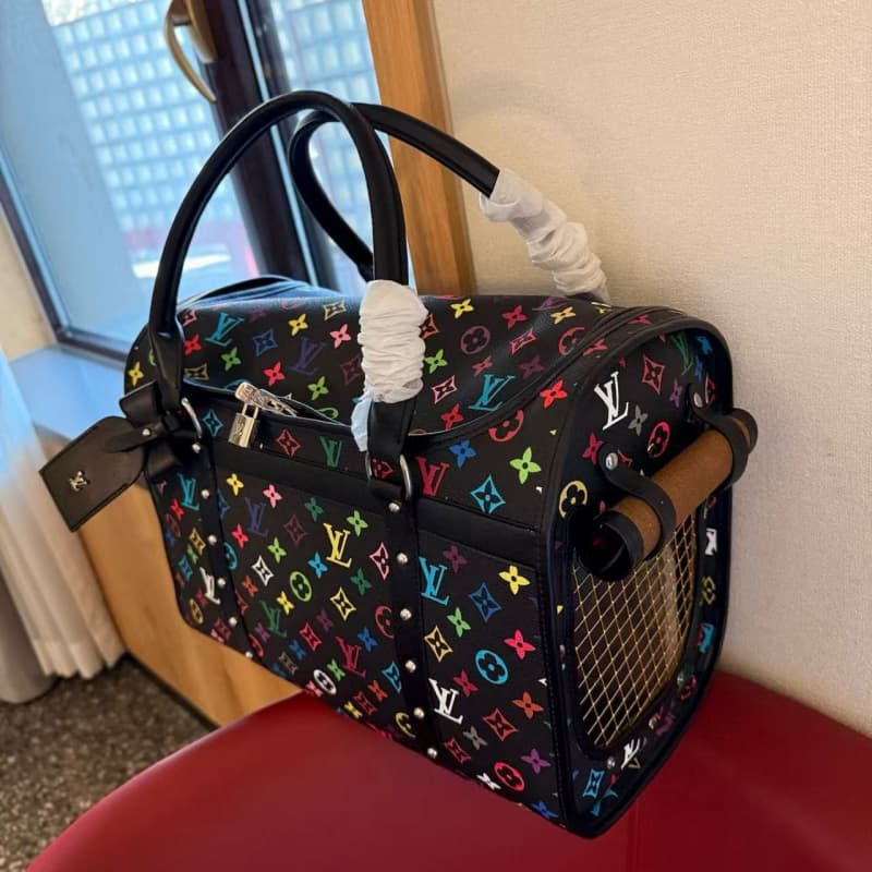 Borsa trasportino per cani con monogramma multicolore (40x23x29 cm)