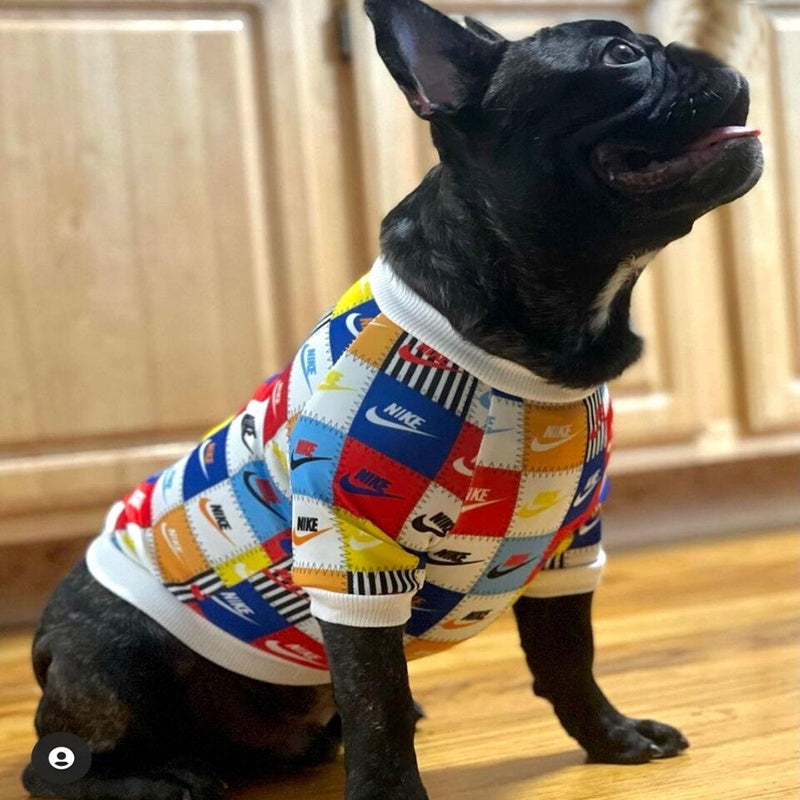 T-shirt per cani con logo a blocchi di colore