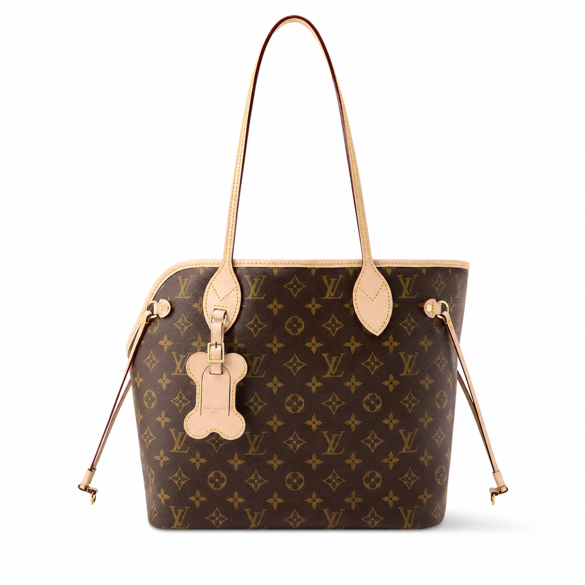 Borsa trasportino per cani marrone con monogramma.