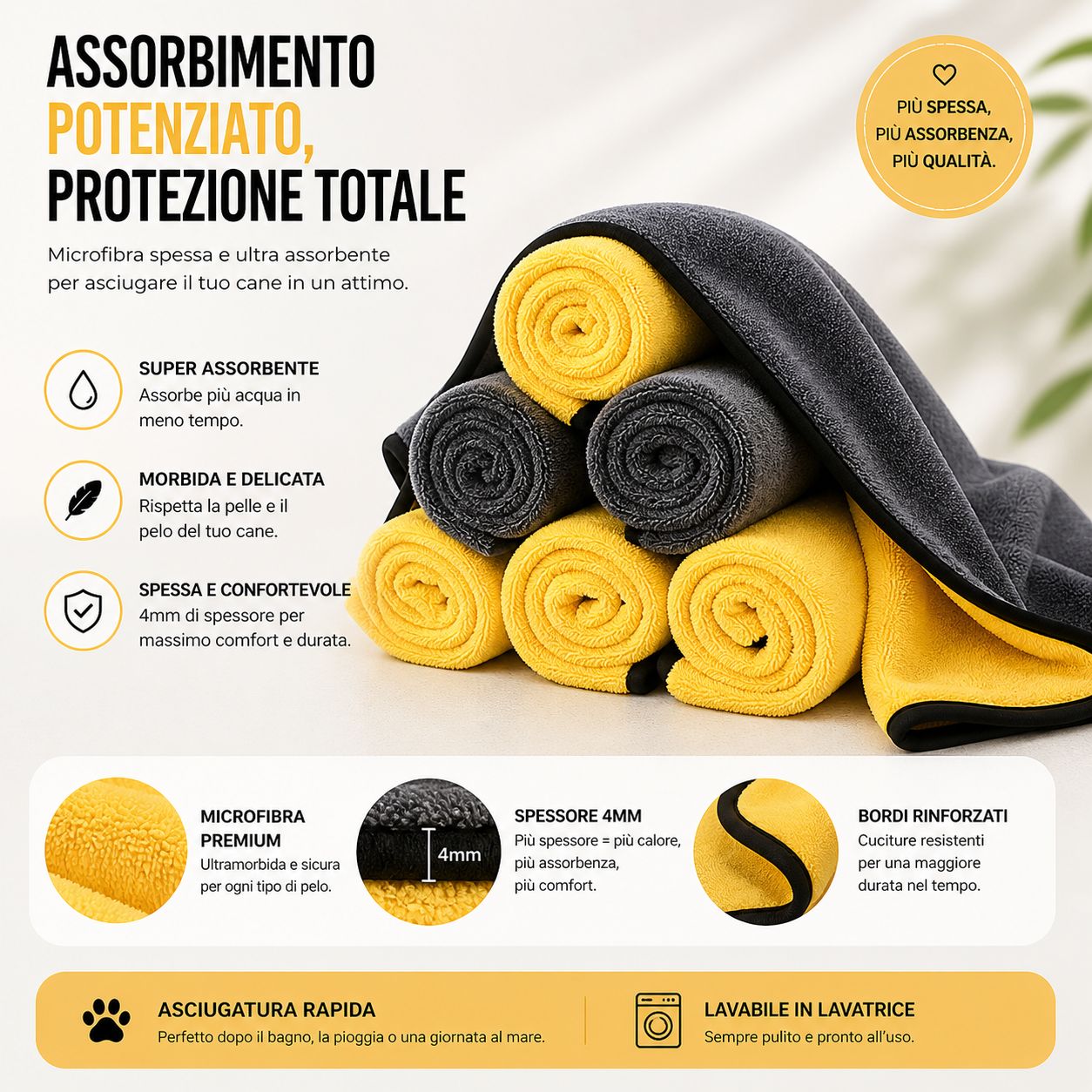 Asciugamano Assorbente per Cani – Ultra Assorbente e Morbido