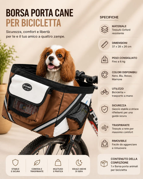Borsa Porta Cane per Bicicletta – Cestino Anteriore Rimovibile Sicuro e Traspirante