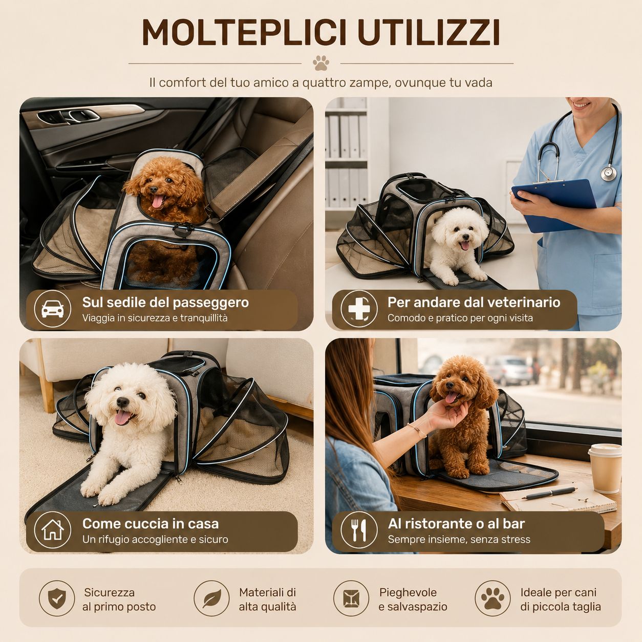Trasportino Espandibile per Cani – Borsa da Viaggio Pieghevole Omologata Aereo