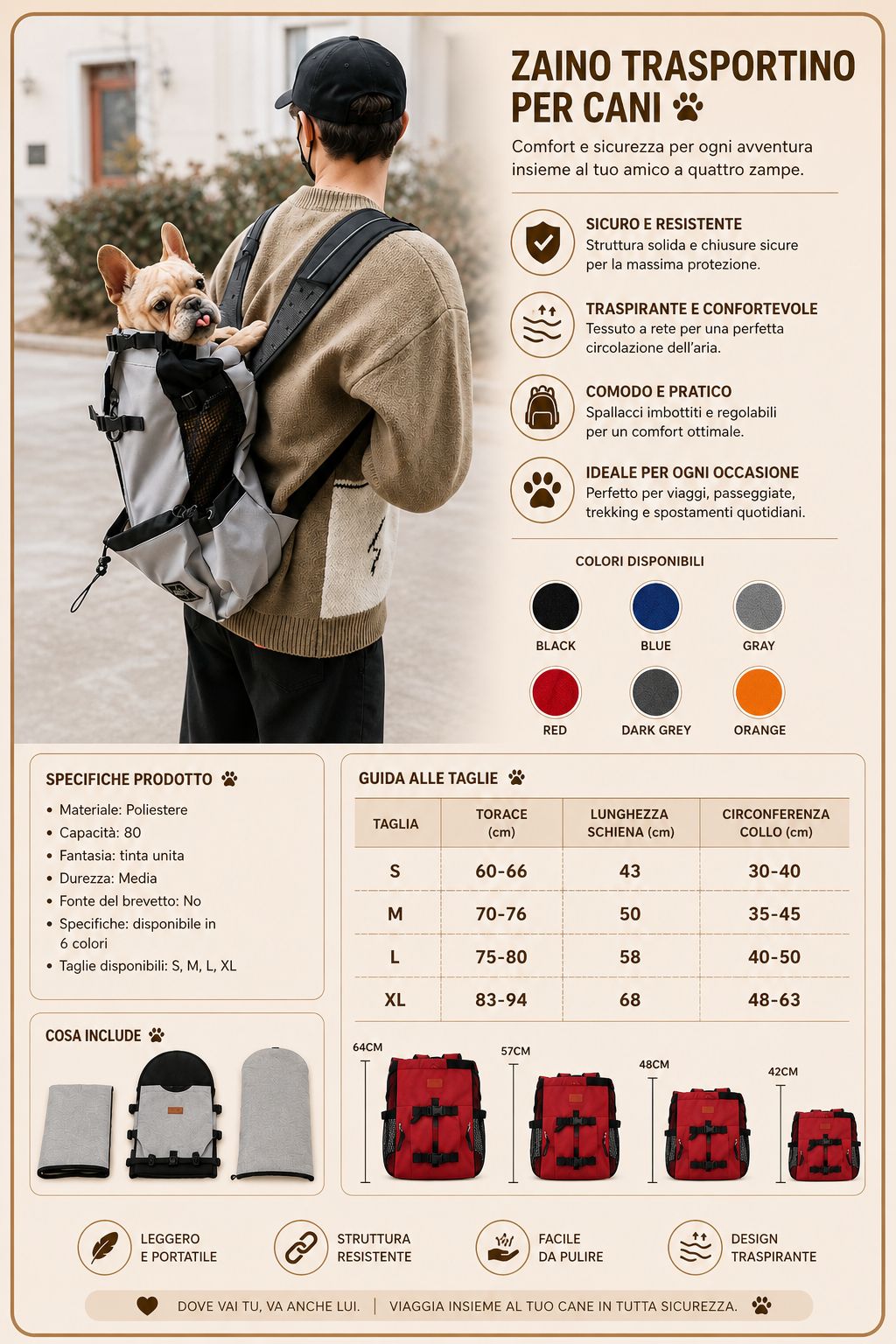 Borsa Trasportino Premium per Cani – Ideale per Viaggi e Passeggiate