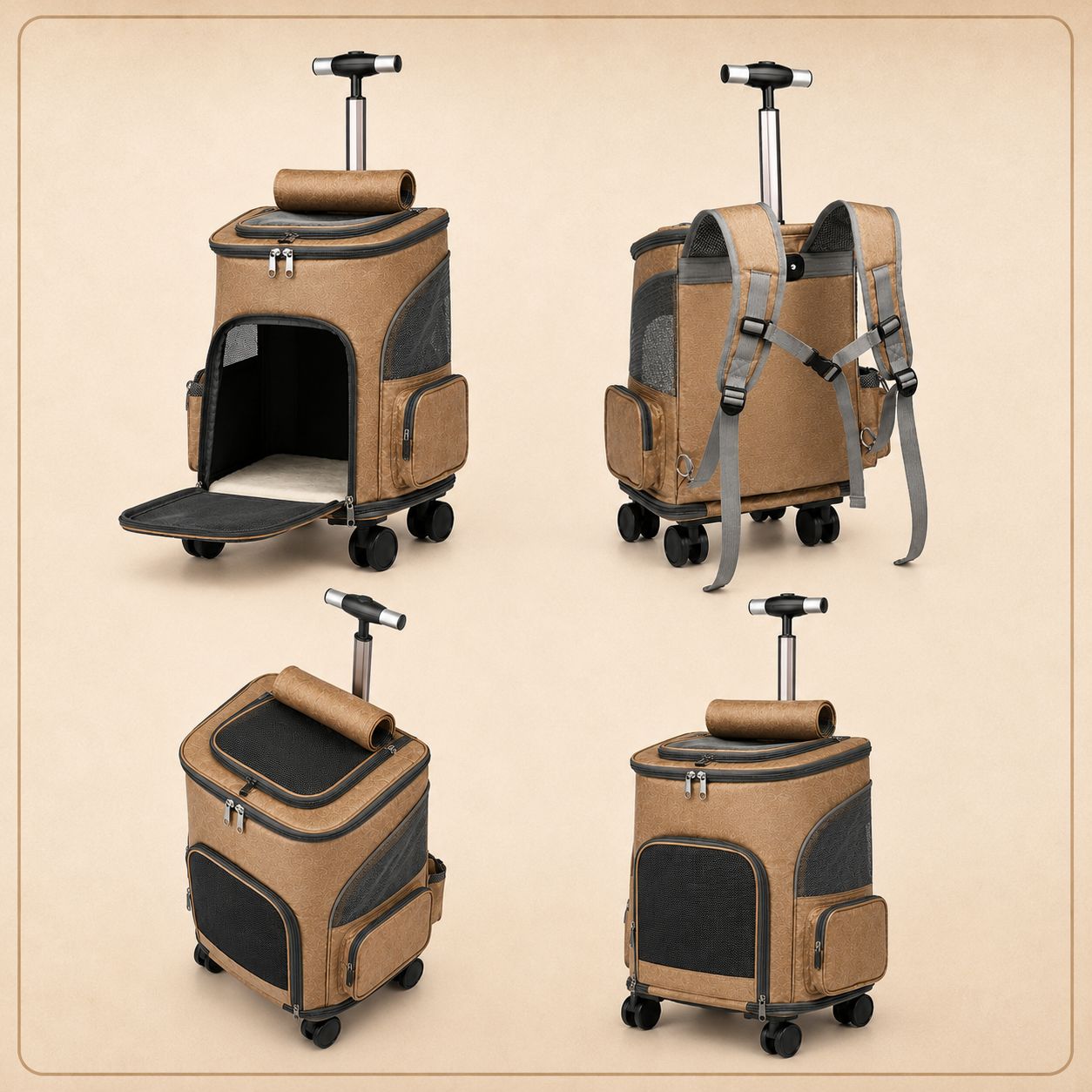 Trolley Trasportino per Cani con Ruote – Borsa Viaggio Premium