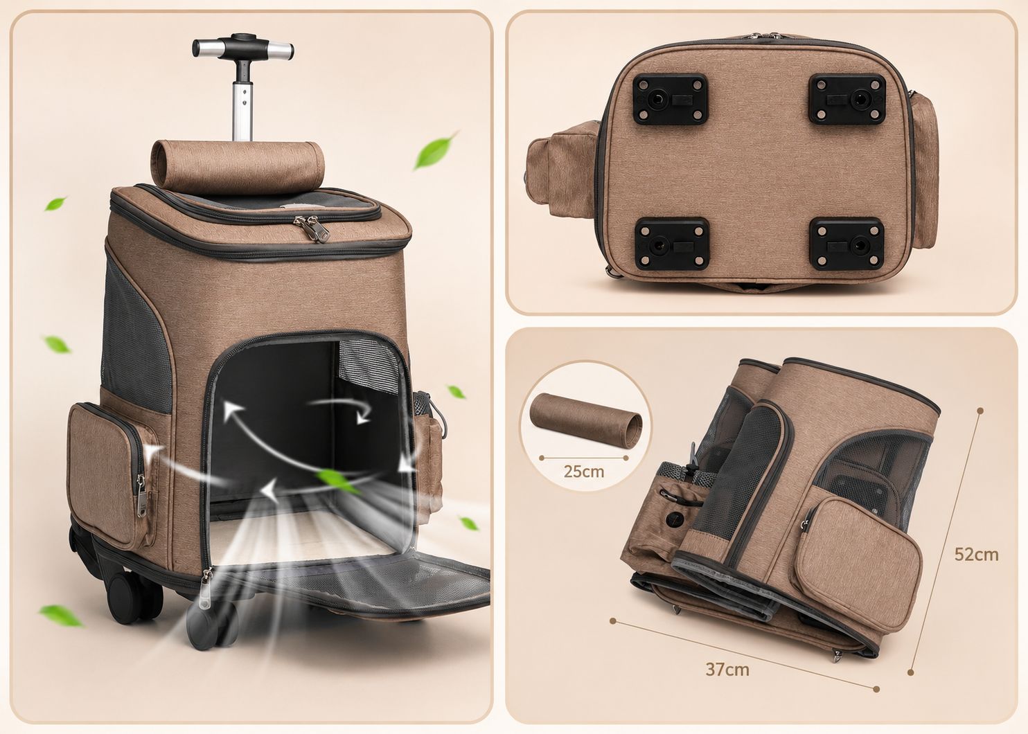 Trolley Trasportino per Cani con Ruote – Borsa Viaggio Premium