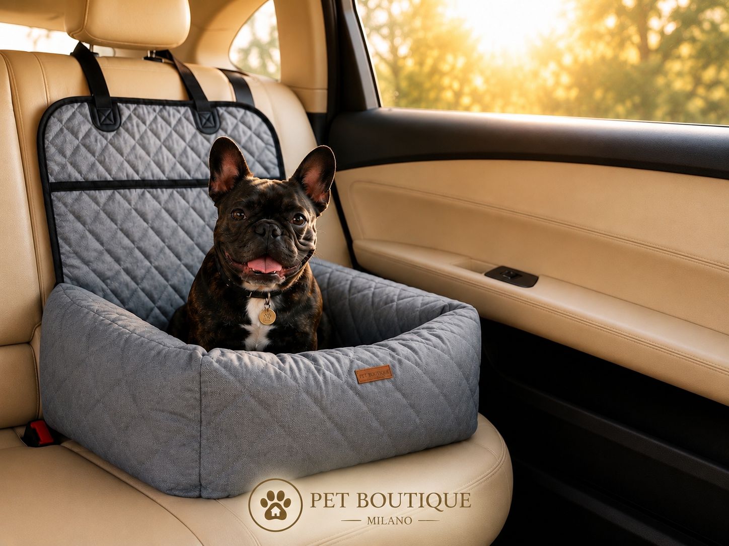 Cuccia Auto per Cani 2 in 1 – Trasportino Pieghevole Imbottito, Impermeabile e Sfoderabile