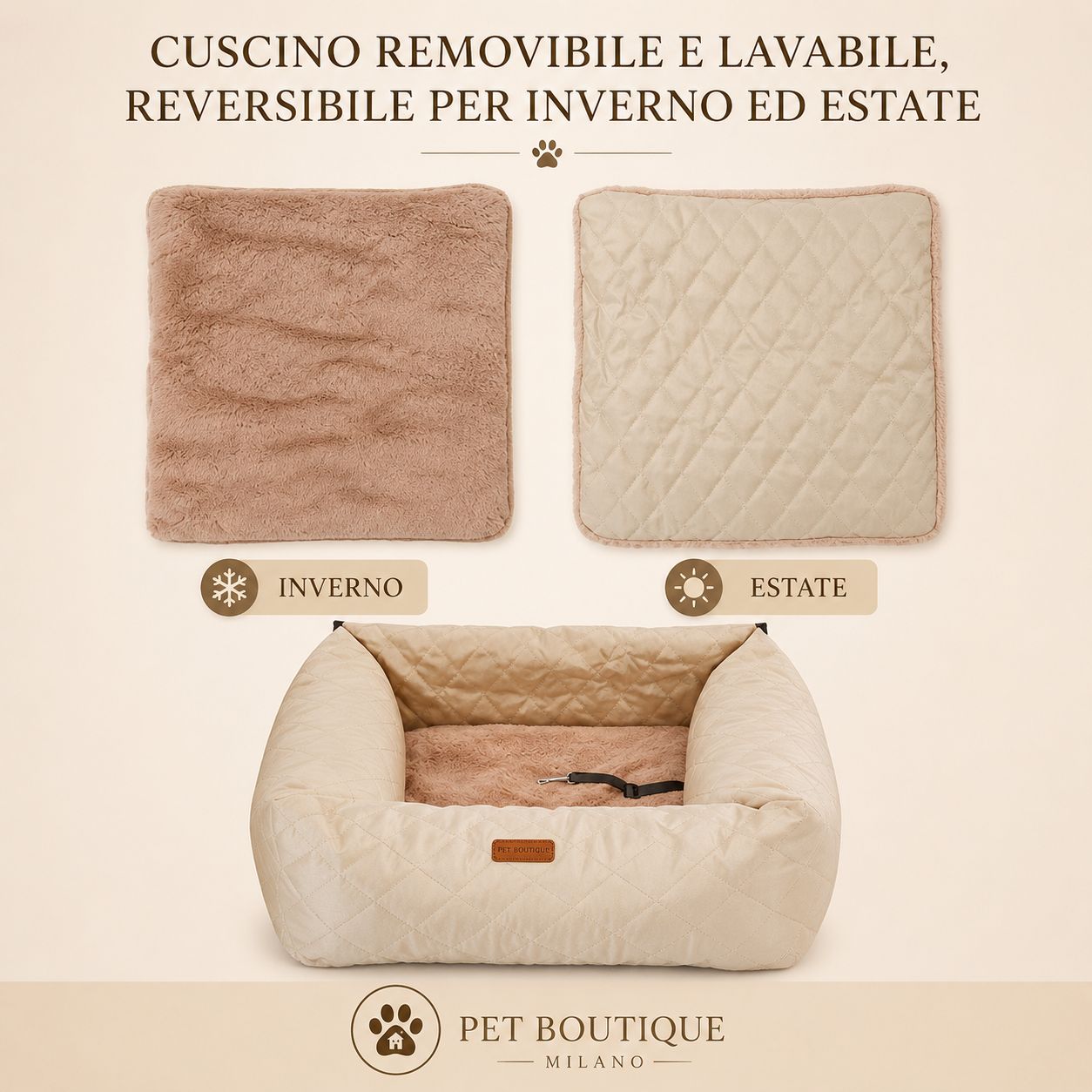 Cuccia Auto per Cani 2 in 1 – Trasportino Pieghevole Imbottito, Impermeabile e Sfoderabile