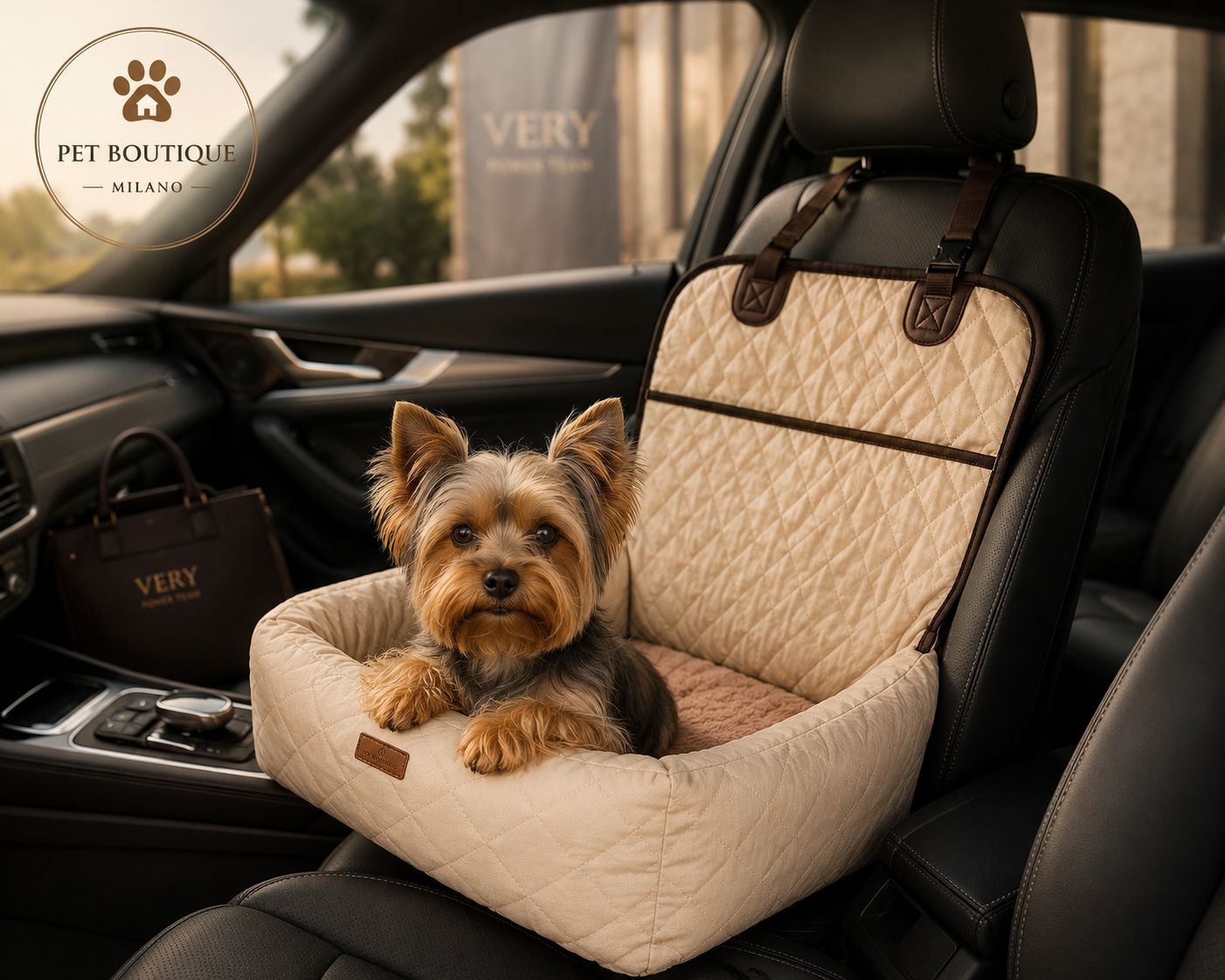 Cuccia Auto per Cani 2 in 1 – Trasportino Pieghevole Imbottito, Impermeabile e Sfoderabile