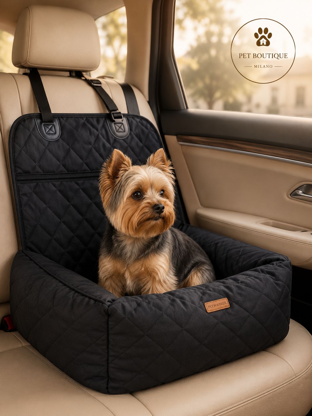 Cuccia Auto per Cani 2 in 1 – Trasportino Pieghevole Imbottito, Impermeabile e Sfoderabile