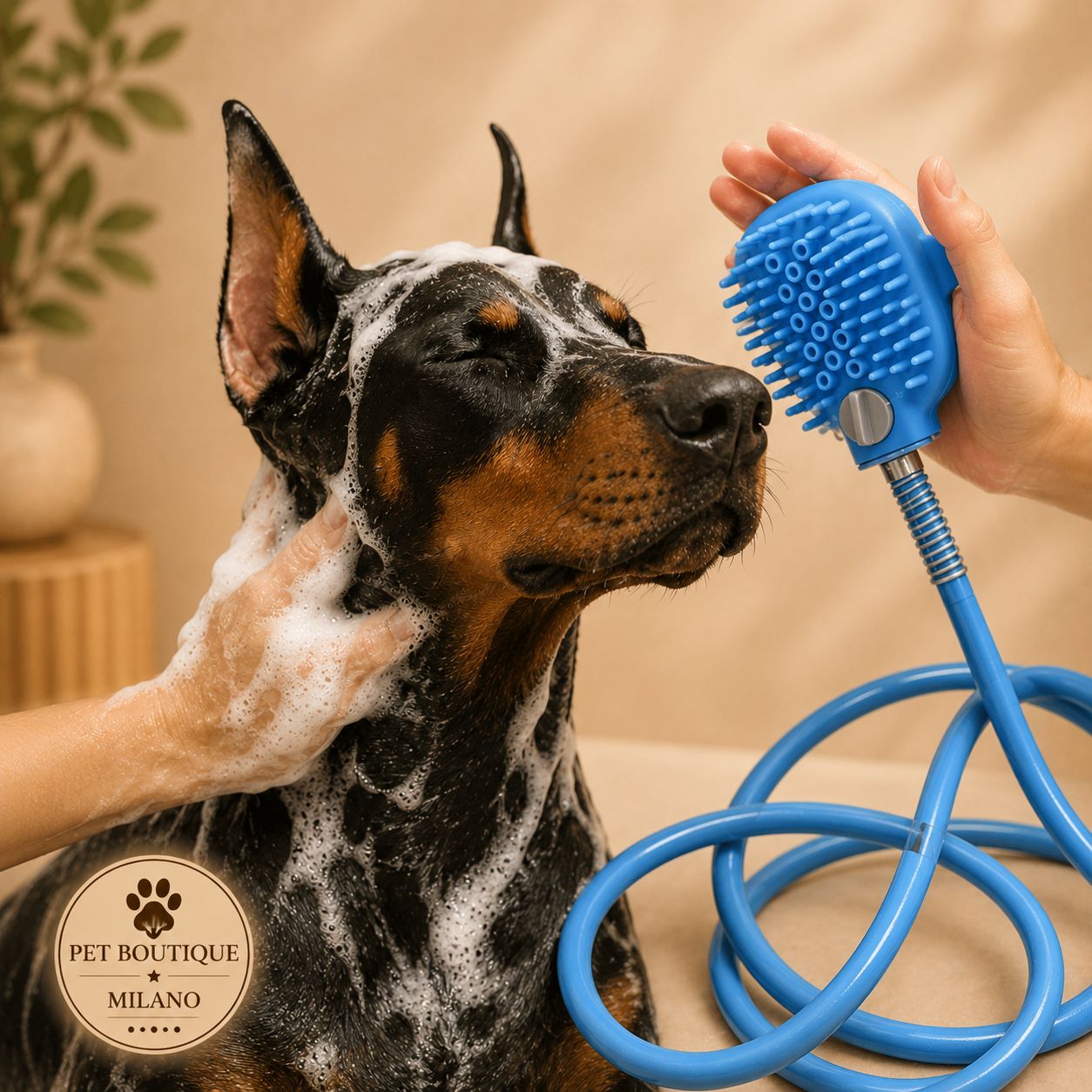 Doccino Portatile per Cani con Spazzola – Kit Doccia Completo per Lavaggio Facile e Veloce