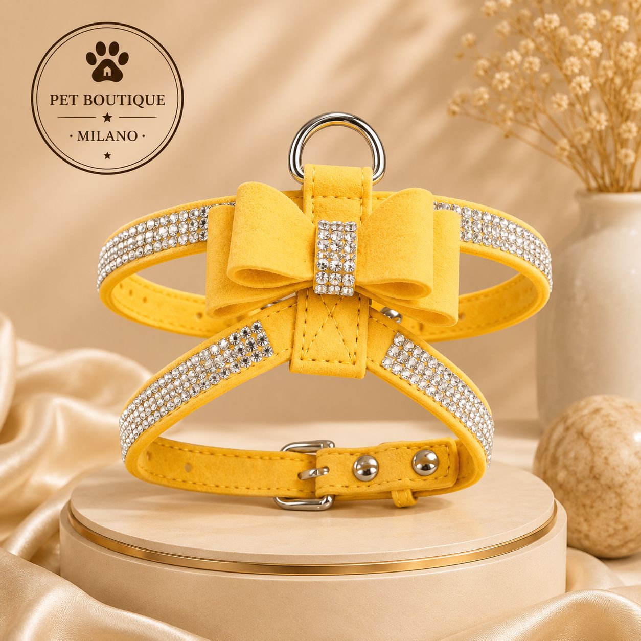 Pettorina Elegante con Strass per Cani – Morbida, Regolabile e Anti Trazione