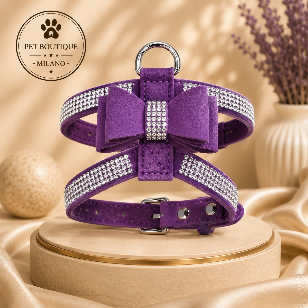 Pettorina Elegante con Strass per Cani – Morbida, Regolabile e Anti Trazione