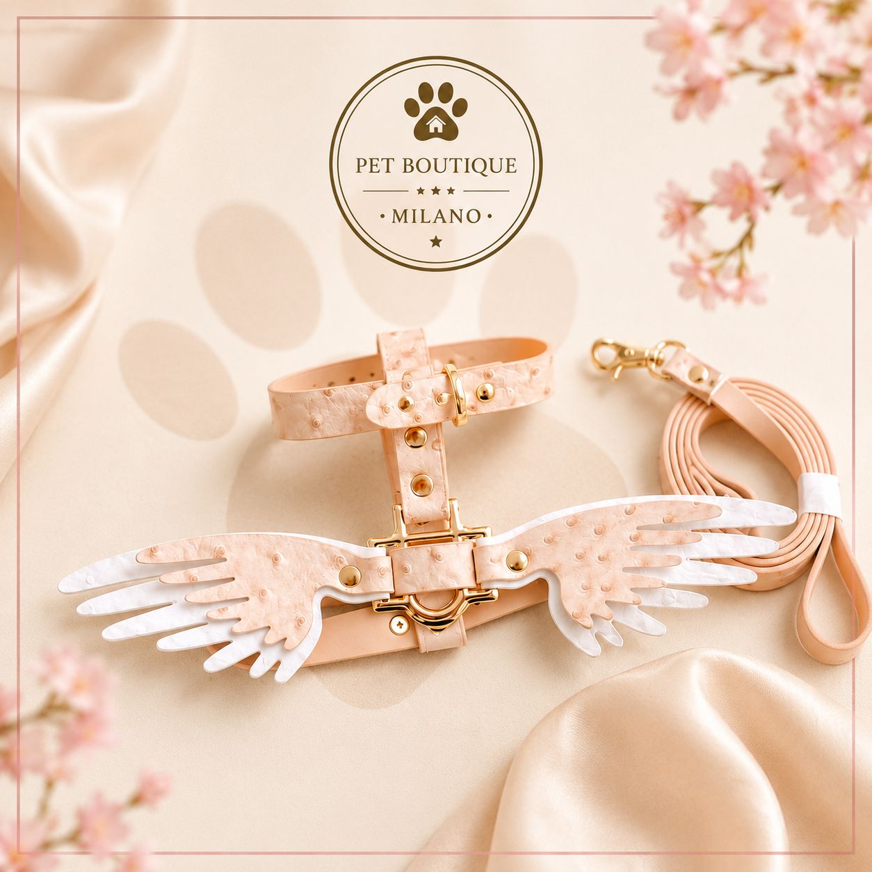 Pettorina Angel Wings per Cani – Elegante con Ali Decorative e Guinzaglio Abbinato