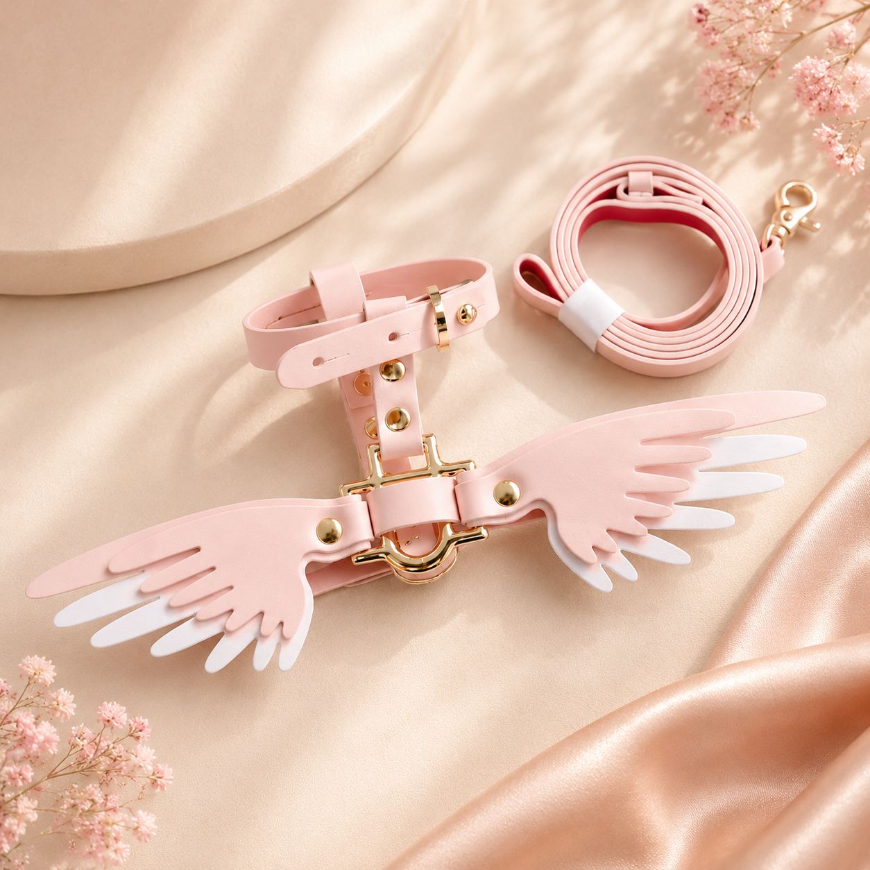 Pettorina Angel Wings per Cani – Elegante con Ali Decorative e Guinzaglio Abbinato
