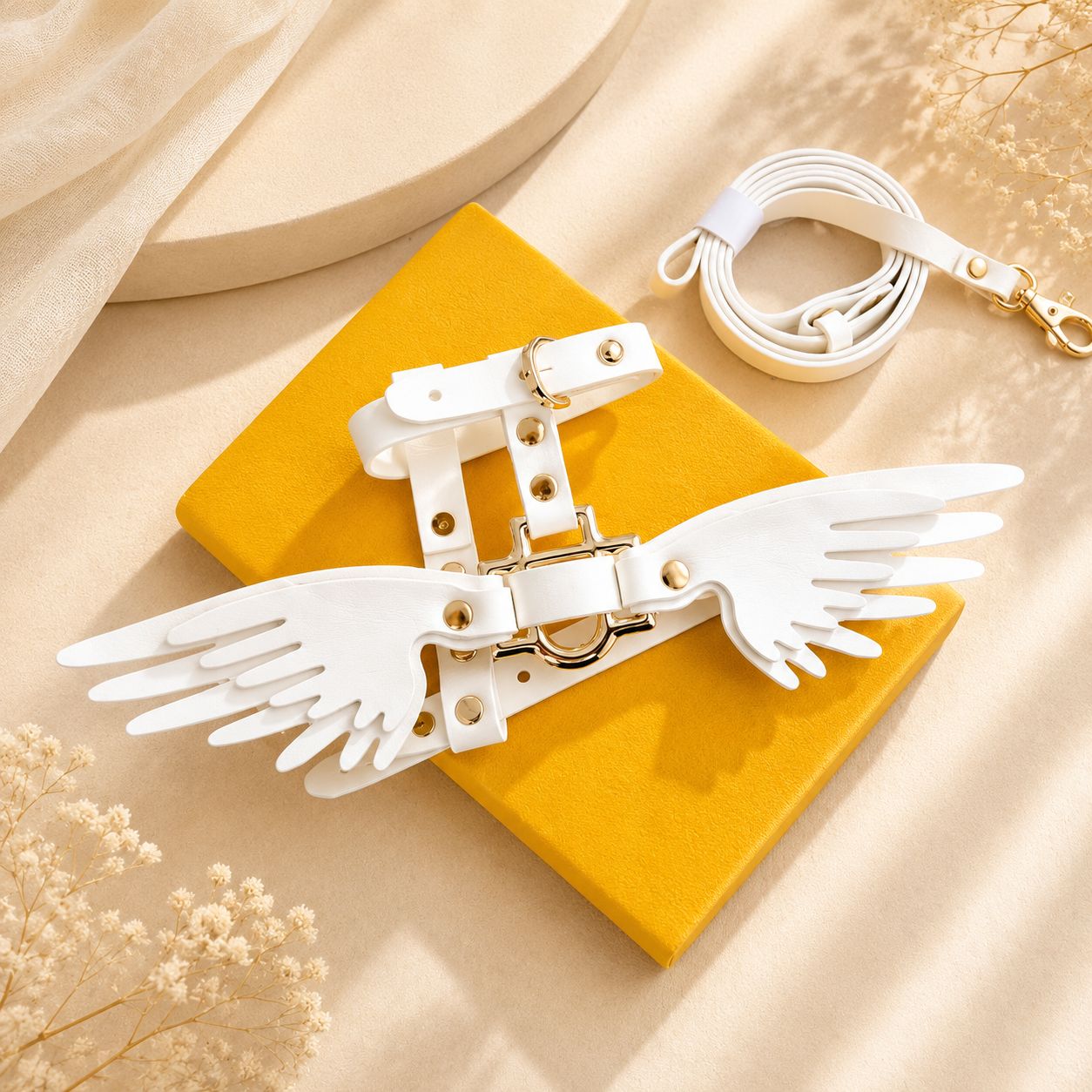 Pettorina Angel Wings per Cani – Elegante con Ali Decorative e Guinzaglio Abbinato