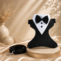 Pettorina Elegante Smoking con Papillon per Cani – Set con Guinzaglio Coordinato